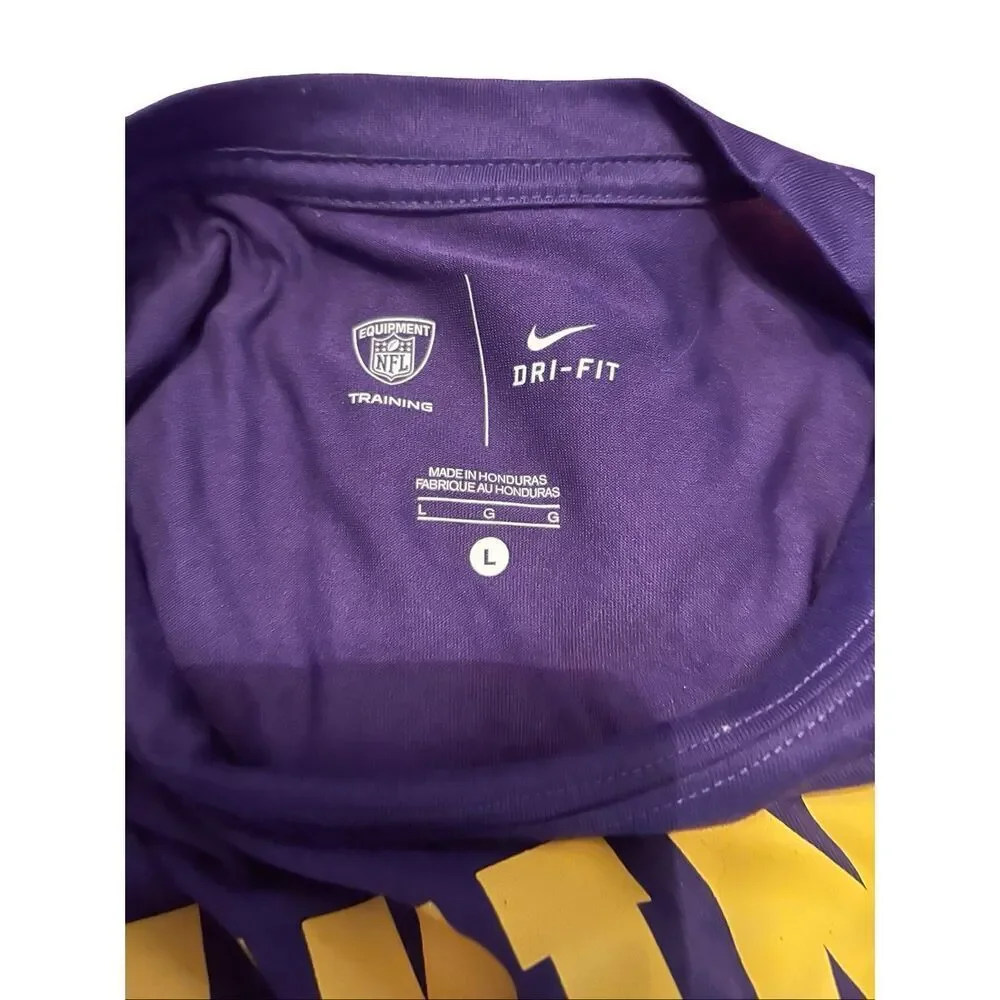 Nike Purple Dri-Fit NFL Minnesota Vikings Short Sleeve Training T-Shirt Large